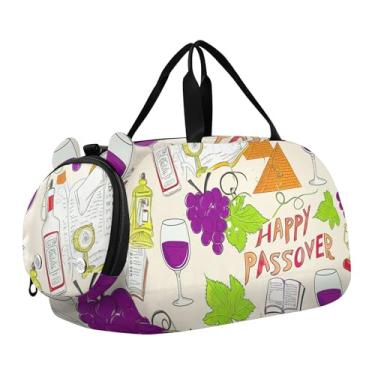 Imagem de Bolsas de viagem vibrantes Tie Dye Swirls vermelhas para meninas, bolsa de viagem de fim de semana para crianças, bolsa esportiva para meninos, vinho de uva roxa Páscoa, Clássico