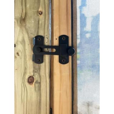 Imagem de Fechadura de porta deslizante com trava de portão, 10 cm x 7 cm espessas de segurança para quartos, fechadura de porta de celeiro, galpão, travas de portão de aço inoxidável resistente para cerca