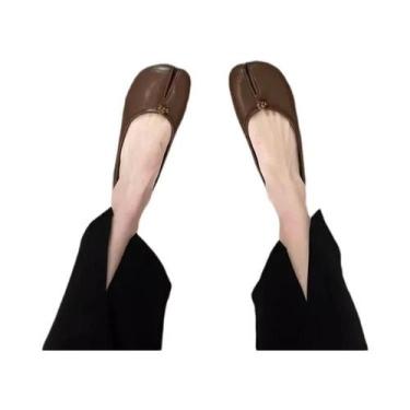 Imagem de Sapatilhas Femininas Estilo Coreano Com Bico Dividido E Laço Confortáv