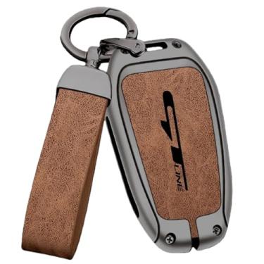 Imagem de Capa de couro para chave de carro compatível com peugeot GT-GTline 308 3008 2008 4008 5008, acessórios automotivos de couro de alta qualidade(Blue)