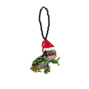 Imagem de Ornamento de árvore de Natal com contas de sapo de Papai Noel, mini estatueta pendurada, decoração sazonal, Natal, acessórios feitos à mão, presentes