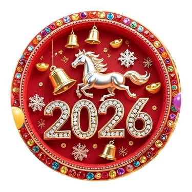 Imagem de Ｂｅｓｇａ Adesivo decorativo para geladeira com o tema "Ano do Cavalo", decoração divertida para casa, placa decorativa plana 2D em acrílico para, Style a