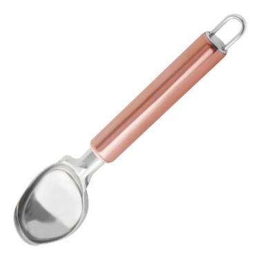 Imagem de Colher De Sorvete 20cm De Aço Inox Com Cabo Rosé Gold Scoop Para Sorve