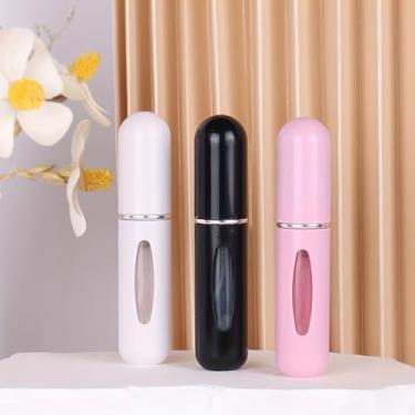 Imagem de Conjunto de 3 mini atomizadores de perfume recarregáveis, 5 ml, enchimento de fundo de plástico, codificado por cores, portátil, tamanho de viagem para transporte, academia, escritório, HBF