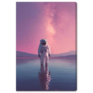 Imagem de Synthwave Spacewalker II Impressão em tela Astronauta Arte de parede por Art Remedy, Gallery Wrapped, 10 x 15