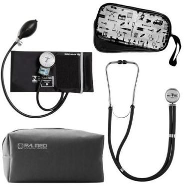 Imagem de Kit Aparelho Pressao Esfigmo Aneroide Estetoscopio Multilaser Pa  Med 