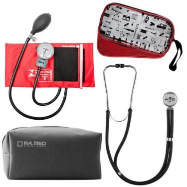 Imagem de Kit Aparelho Pressao Esfigmo Aneroide Estetoscopio Multilaser Pa  Med 