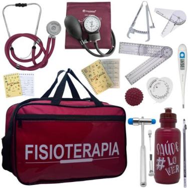 Imagem de Kit Bolsa Fisioterapia Acadêmico Goniômetro Martelo Buck Fita Antropom