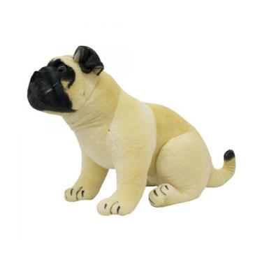 Imagem de Cachorro Pug Sentado Realista 42cm - Pelúcia - Fofy Toys
