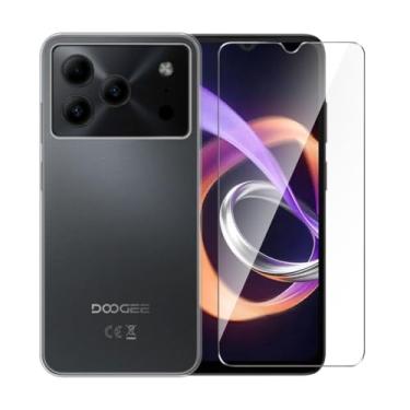 Imagem de WDMYLFTW Capa para Doogee Note 56 + película protetora de tela de vidro temperado - Capa protetora de TPU (transparente) de silicone transparente e flexível à prova de choque (transparente)