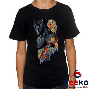 Imagem de Camiseta Infantil Pantera Negra 100% Algodão Black Panther Wakanda Gee