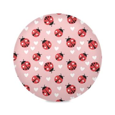 Imagem de Wassud Jogo americano tapetes redondos com corações de joaninhas para cozinha e jantar, tapetes laváveis e resistentes ao calor, decoração de mesa 39 cm