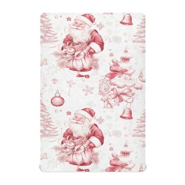 Imagem de Wassud Jogo de lençol de Natal para berço respirável para meninos e meninas, lençol com elástico neutro 71 x 132 cm
