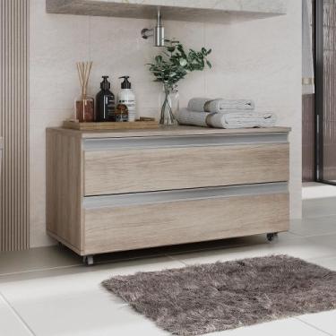 Imagem de Gabinete Banheiro Rodinhas 80cm 02 Gavetas JOIA  - MOVEIS JOIA, Madeir