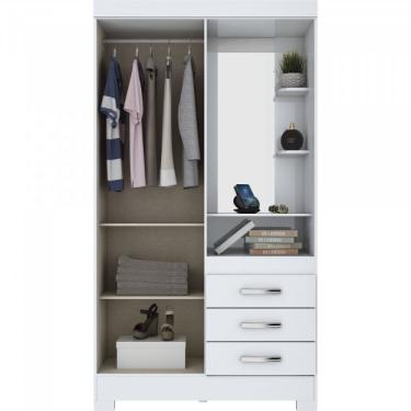 Imagem de Guarda Roupa 2 Portas 3 Gavetas Briz Branco/branco/rosa