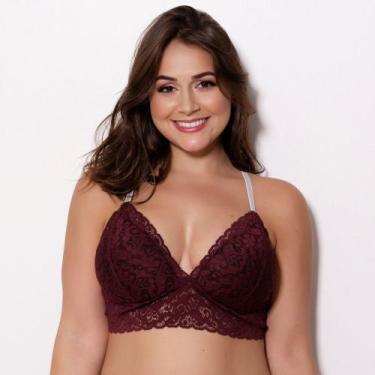 Imagem de Sutiã Rendado Nadador Plus Size Cor:VinhoTamanho:44 - Kit Mania Linger