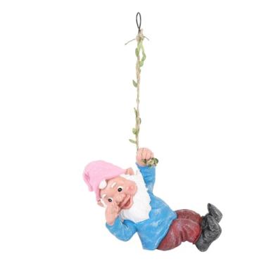 Imagem de Zyyini Decoração Realista do Gnome Pendurado Estátua do Gnome para o Pátio Jardim, Estatueta Engraçada de Escalada para a Entrada da Sala de Estar (Azul)