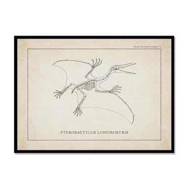 Imagem de Arte de parede de esqueleto de dinossauro vintage, paleontologia, pôsteres em tela, fósseis de dinossauro, impressões artísticas, esboços, fotos, decoração de quarto de menino (SKU16,20.3x30.5 cm =