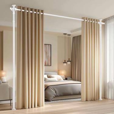 Imagem de Jilron Varões de cortina de tensão sem broca divisor de ambiente ajustável, haste de tensão para separador de quarto e divisória, fácil instalação para quarto e apartamento (branco - L35-100 × A43