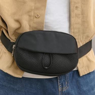 Imagem de Pochete de nylon, pochete impermeável para esportes ao ar livre, bolsa de cinto de viagem com mãos livres para homens e mulheres, Preto, Tendência