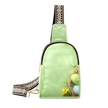 Imagem de CEBUGI Ovos de Páscoa coloridos pequena bolsa tiracolo de couro para pochete para caminhadas, viagens ao ar livre