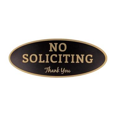 Imagem de No Soliciting Thank You Sign for House or Business,Durável Autoadesivo Design Moderno Acrílico Sem Solicitação Placa Interior/Exterior (Preto com Letras Douradas, Médio - 7 cm x 17,8 cm)