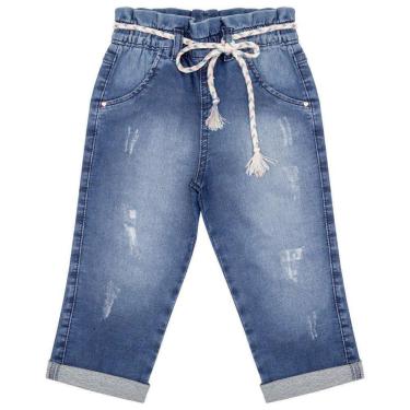 Imagem de Calça Infantil Look Jeans Reta Moletom Jeans - UNICA - 01-Feminino