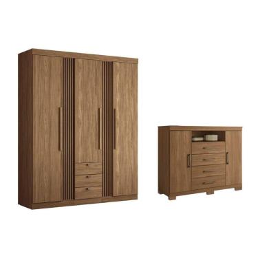 Imagem de Guarda Roupa 2 Peças (1guardaroupa+1cômoda) Qc259 Jatobá - Santos Andirá