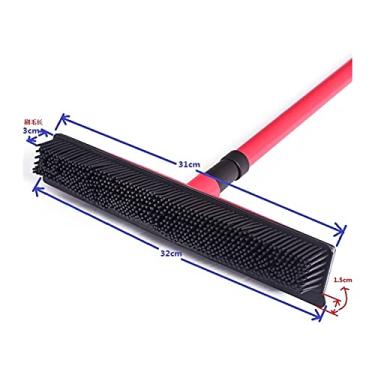 Imagem de U5GAAALPPQ9 Vassoura de carpete telescópica vassoura de borracha limpador de pelos de animais de estimação, escova de remoção de pêlos para chão de casa, esfregão de poeira para superfícies de madeira