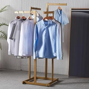 Imagem de Loja de roupas modernas boutiques rack de vestuário, rack de exibição de roupas Nakajima de grau comercial, prateleiras de roupas de chão rack resistente de 4 vias, bolsas de sapatos, prateleiras de