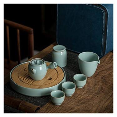 Imagem de Conjunto de chá conjuntos de chá de cerâmica, incluindo bule de chá, xícaras de chá, bandeja de chá, vasilha de chá, xícara de chá pública, pode ser filtrada, máquina de chá, conjunto de bule de chá