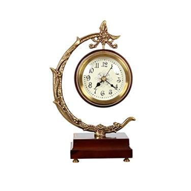 Imagem de Relógio de mesa moderno de madeira maciça estilo europeu para quarto, relógio silencioso, ornamentos personalidade, casa, moda, relógio de mesa