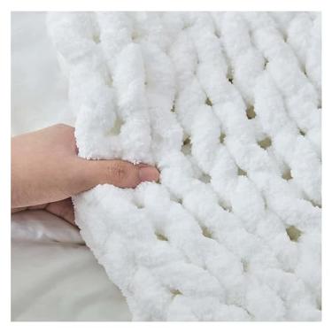 Imagem de Cobertor de malha grossa de chenille, tricô feito à mão, grande, decoração de casa, cobertores aconchegantes para cama ou sofá 101 x 101 cm