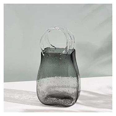 Imagem de WUHUQN Sacos de vaso de flores, vasos de vidro, cestas de flores de mão, ornamentos transparentes, arranjos de flores cultivadas na água, sala de estar, vaso nórdico criativo para arranjo floral