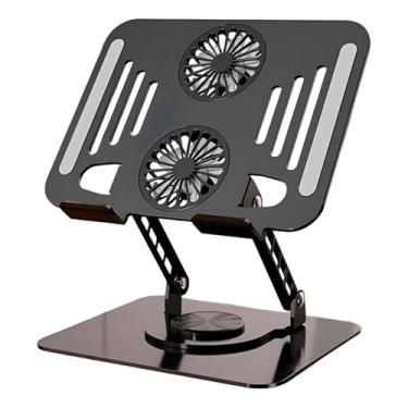 Imagem de Suporte para Notebook com Coolers, Base Giratória 360°, Alumínio, Compatível com 7-15 Polegadas, 2 Ventiladores, Ajustável
