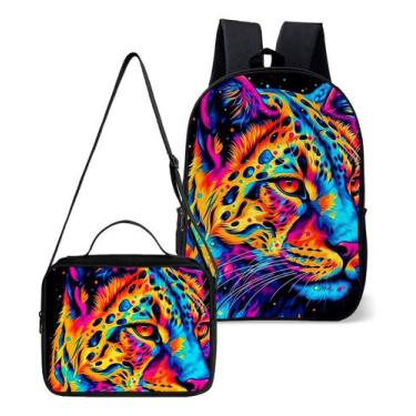 Imagem de Mochila Com Lancheira Termica Kit Escolar Estampa Cores Vibrantes Neon
