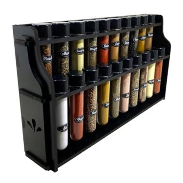 Imagem de Porta temperos mesa ou parede kit suporte condimentos com potes + ETIQUETAS