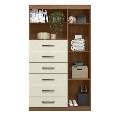 Imagem de Comoda 1 Porta 6 Gavetas Marabá Jatobá Areia Acetinado - Santos Andirá