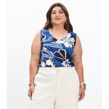 Imagem de Regata Feminina Secret Glam em Viscotorcion Azul, Plus G3, Azul