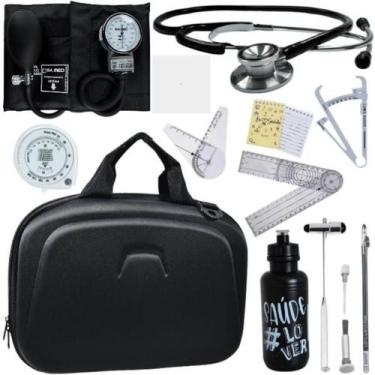 Imagem de Kit Maleta Fisioterapia lisa Goniômetro Pequeno Grande Martelo Buck Ad