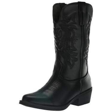 Imagem de YOKI GILARD Botas femininas caubói feminina com costura bordada clássica e cano alto na panturrilha, Preto, 38