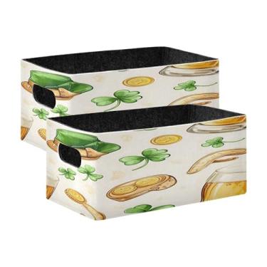 Imagem de xigua Conjunto de 2 caixas de armazenamento de cerveja verde, cubo de armazenamento dobrável, organizador de cestas de armazenamento para decoração de casa, prateleiras de livros, armário, lavanderia