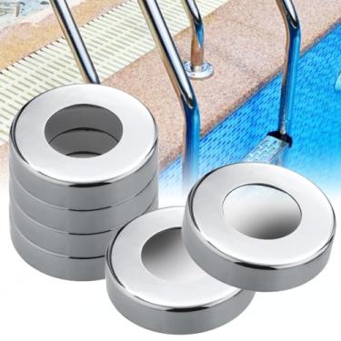 Imagem de Uenede 6 peças de aço inoxidável 304 placas de proteção de escada de piscina, serve para corrimão de piscina de tubulação de 4,8 cm de diâmetro, capas de corrimão de piscina para piscinas enterradas