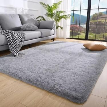 Imagem de Tapete Felpudo 40mm 2,00x1,50 para Sala e Quarto Antiderrapante Macio Luxo(CINZA LISO)