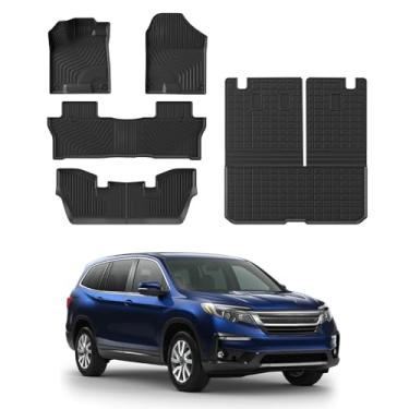 Imagem de Rongtaod Tapetes de chão compatíveis com Honda Pilot 2016-2022 7 assentos tapete de porta-malas forro de carga protetor de capa de assento traseiro (sem modelo Elite) acessórios piloto (tapete de