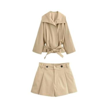 Imagem de Conjunto Feminino De Jaqueta E Shorts Streetwear De Outono Com Top Min