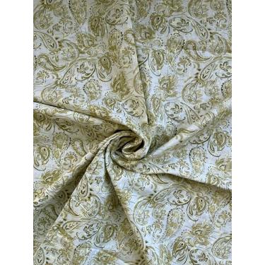 Imagem de Tecido bordado 100% algodão Chikan da Yard – Estilo Hakoba com ilhós creme com estampas florais – Material de costura DIY macio para vestidos, artesanato, decoração de casa – 106,6 cm de largura