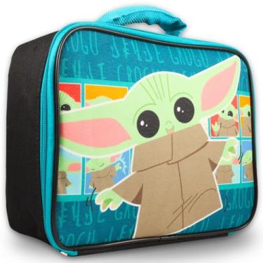 Imagem de STAR WARS Lancheira Baby Yoda para crianças – Lancheira isolada com Grogu para escola Mandalorian Baby Yoda Lancheira