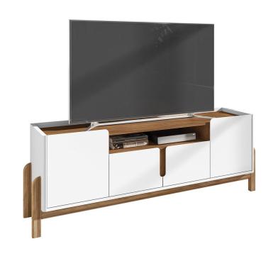 Imagem de Rack Para Tv Lizz 1.70 Branco Com Cedro - Móveis Casa D
