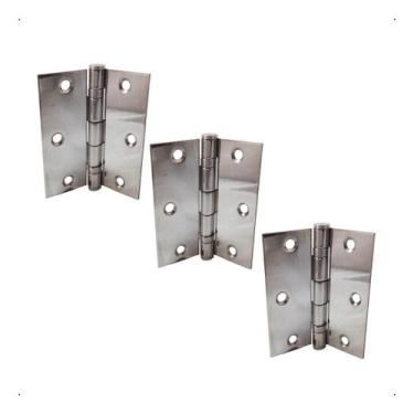 Imagem de Dobradiça 3"1/2 Aço Inox Para Porta Janela Com Rolamento Escovado - RR